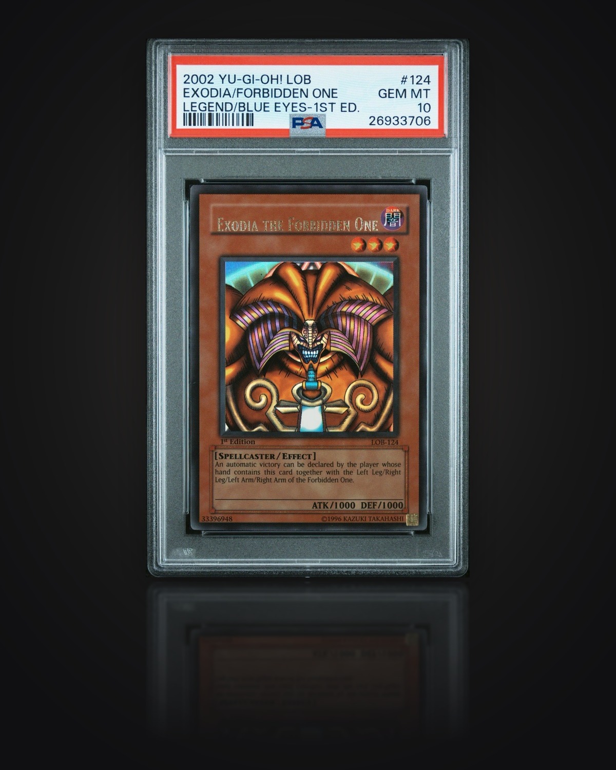 Exodia the Forbidden One, Legend of Blue Eyes White Dragon — 1st Edition, 2002 — graded PSA 10 — Gem Mint