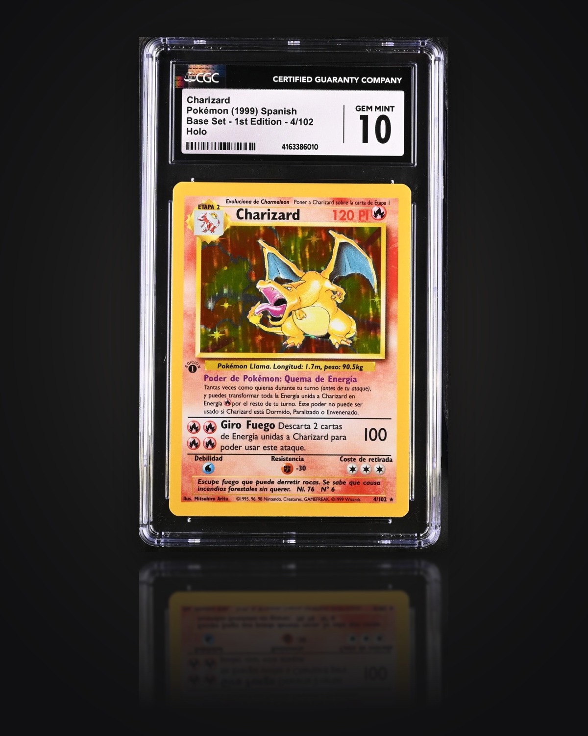 Charizard-Holo, Spanish Base Set — 1st Edition, 1999 — graded CGC 10 — Gem Mint